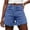Sky Blue, variant on Women’s Asymmetrical Waist Frayed Denim Shorts, High Waist A-Line Casual Summer Shorts, Blue/Black/Grey/Sky Blue, S,M,L,XL