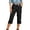 Black, variant on Capri Jeans for Stretch Casual Elastic Waist Wide Straight Leg Plus Size Pull On Denim Capris Loose Summer Pants Workout Pants with Pockets for Women