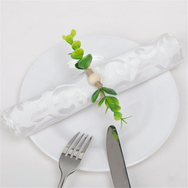 Kcavykas Décoration pour la Maison, Literie, Housses, Serviette, Rideau, Anneaux de Serviette Ensemble de 6 Mise de Table de Salle à Manger Exquise Souper de Mariage