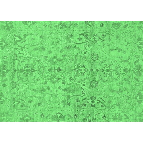 Ahgly Company Indoor Rectangle Oriental Emerald Green Traditional Area Rugs, 7' x 9'