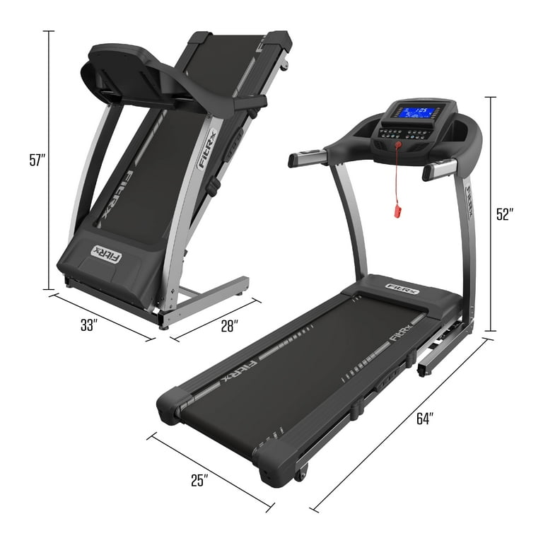 FitRx Crossrun Folding Treadmill, 300lbs Capacity Large Foldable