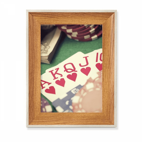 Hearts Flush Poker Gambling Photo Desktop Wooden Photo Frame Display Picture Art Painting Multiple Sets
