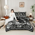 thumbnail image 4 of Homewish Female Men Animal Black Cat Bedding Comforter Set 2pcs,Gothic Style Flowers Twin Comforter Sets Microfiber,Retro Vintage Aesthetic Breathable Bedding Set,Breathable Home Decor, 4 of 8