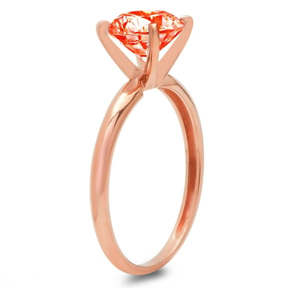 1 ct Round Cut Simulated Red Diamond Solitaire Engagement Ring for Women in 18K Rose Gold