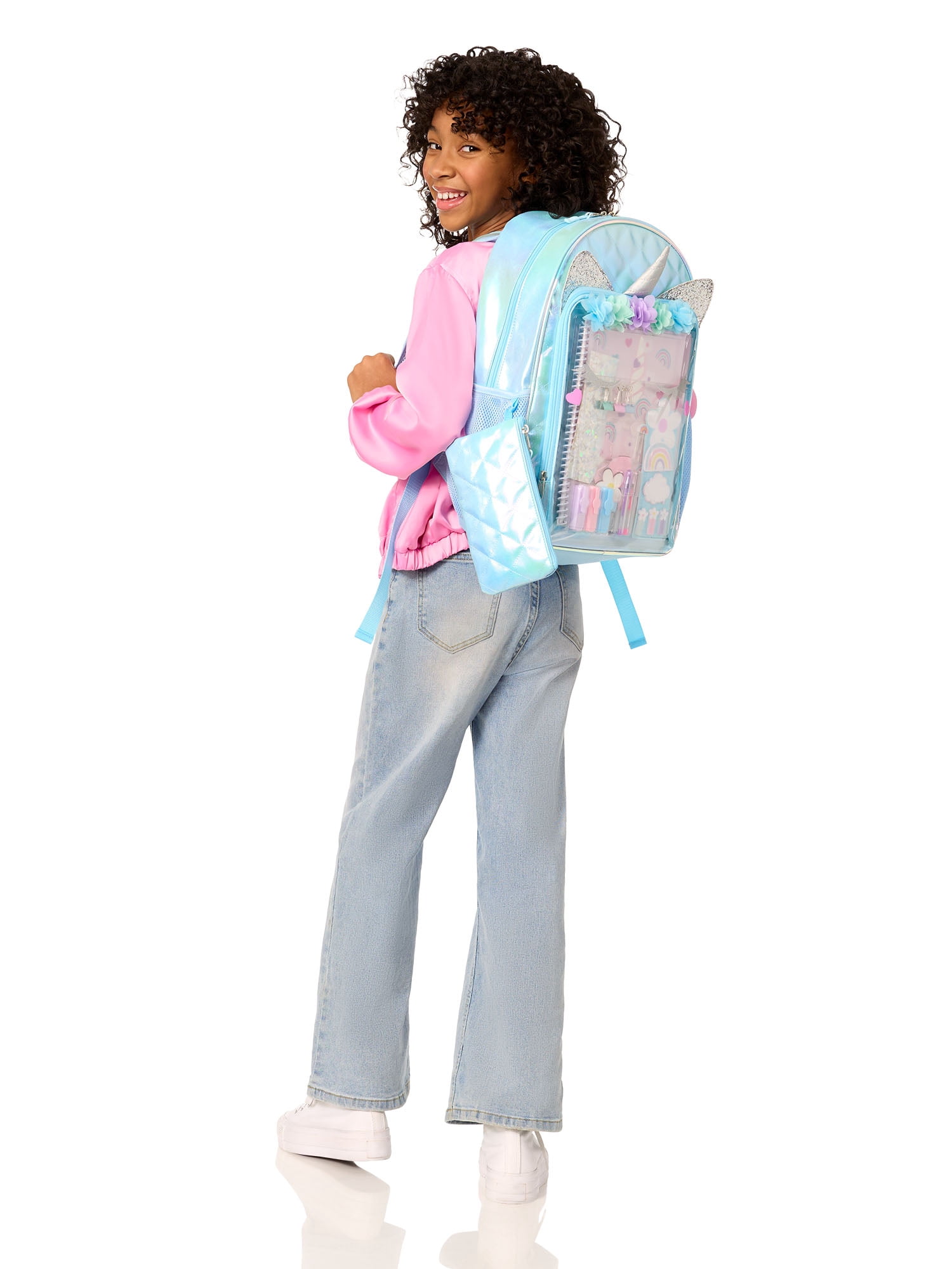 Schoolyard Vibes 17" Kids Unicorn Backpack with Stationary Set