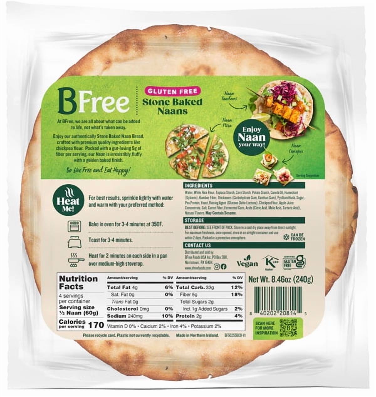 Bfree - Naan Stone Baked, 8.46oz | Pack of 8