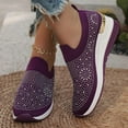 thumbnail image 4 of Sparkly Sneakers,Wedge Sneakers,Women's Fashion Glitter Rhinestone Decor Platform Wedge Sneakers, Breathable Mesh Sparkly Glitter Tennis Shoes for Women, Casual Slip-On Walking Shoes,Purple,10, 4 of 7