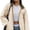 Brown, variant on EMMIOL Women's Vintage Washed Denim Jacket Oversized Zipper Front Contrast Collar Jean Jacket with Pockets Casual Y2K Streetwear