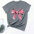 thumbnail image 4 of Odbmxy T-Shirts Women Short Sleeve Valentine's Day Women's Plus Size Tops Loose Soft Bow Print Casual Gray Festivals Shirts, 4 of 6