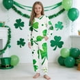 thumbnail image 1 of Conjuntos de blusa y camisa de manga larga con cuello redondo. Conjunto de camisa y pantalón de manga larga con estampado del Día de San Patricio para niños y niñas. Top y pantalón para niña., 1 of 9