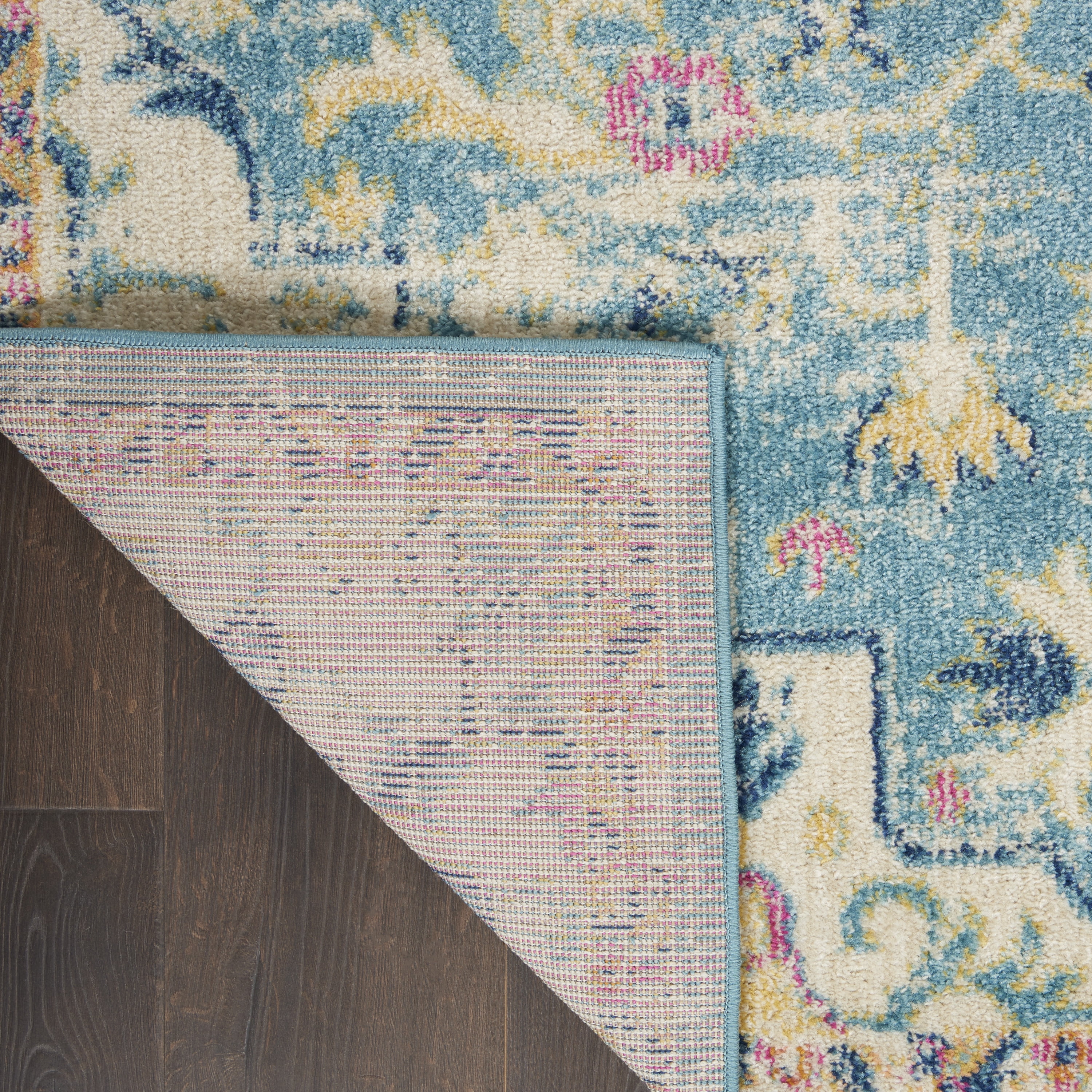 Nourison Passion Bohemian Ivory/Light Blue 2'2" x 7'6" Area Rug, (2x8)