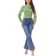 thumbnail image 2 of INSPIRAR CHIC Blusa de Manga Larga con Cuello Peter Pan y Botones Decorativos en la Espalda XS Verde Polvoriento, 2 of 6