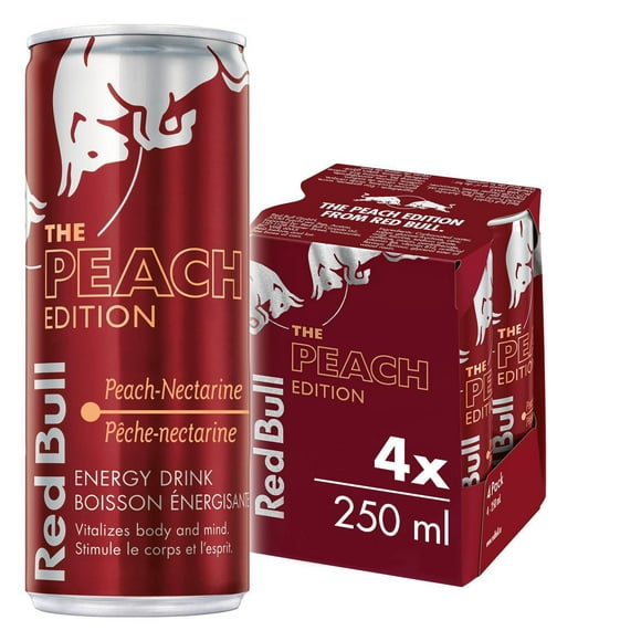 Red Bull Energy Drink, Pêche-nectarine, 250ml (4 pack) 4 x 250 mL