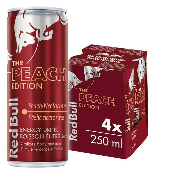 Red Bull Energy Drink, Pêche-nectarine, 250ml (4 pack) 4 x 250 ml