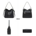 thumbnail image 2 of QYMHOODS Women's Black PU Leather Hobo Bag, Studded Shoulder Purse with Tassel & Adjustable Crossbody Strap, 2 of 4