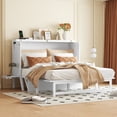 thumbnail image 3 of Queen Size Murphy Bed with USB Port and Removable Shelves on Each Side, Solid Pine Murphy Cabinet Bed for Home Office, Guest Room, White, 3 of 9