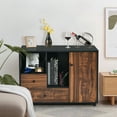 thumbnail image 4 of Gymax Lateral Mobile Filing Cabinet Large Printer Stand w/2 Drawers Open Shelves Black, 4 of 10