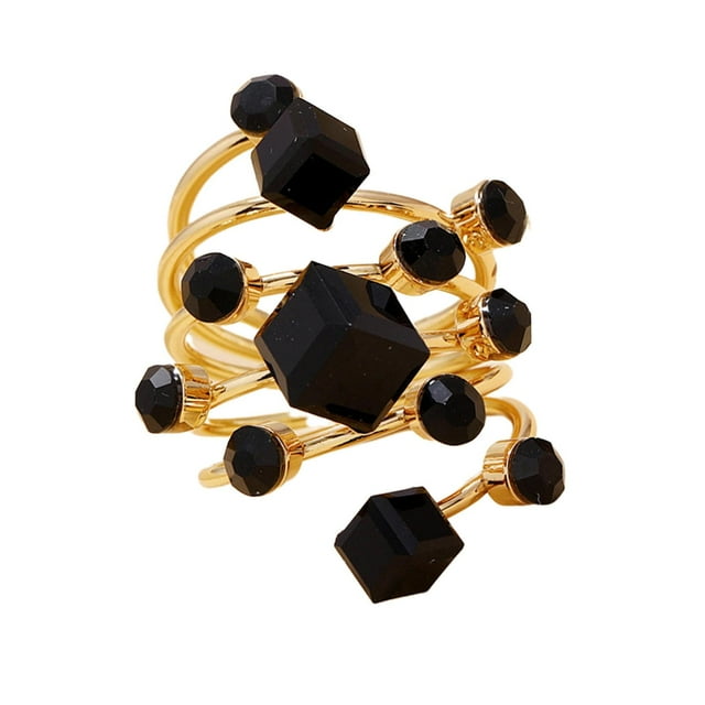 Anillo de diamantes de imitación Zulema negro vintage Punk