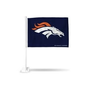 Rico Industries Denver Football Double Sided Car Flag - 16" x 19" - Strong Pole that Hooks Onto Car/Truck/Automobile
