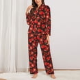 thumbnail image 2 of Fuzoiu Tomato Print Women's Long-Sleeved Pajama,Lounge Button Down Nightwear,Womens Notch Collar Pajama Set-Medium, 2 of 7