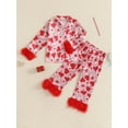 thumbnail image 3 of Elippeo Kids Girls Valentine's Day Pajamas Set Heart Print Long Sleeve Shirts Tops Long Pants 2 Pieces Lounge Suit Sleepwear 1 2 3 4 5 6 7 8 9 10 Years, 3 of 9