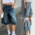 thumbnail image 2 of Gupgi Women’s Bermuda Denim Shorts Casual Low Waist Wide Leg Jean Shorts Going Out Trousers, 2 of 4
