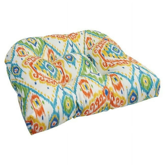 Blazing Needles 19 in. U-Shaped Spun Polyester Outdoor Tufted Dining Chair Cushion, Losani Fiesta