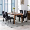 thumbnail image 5 of Modern Wingback Dining Chairs Set of 2, Velvet Upholstered Kitchen Chairs, High Back with Nailhead Trim & Solid Wood Legs for Dining Room & Kitchen, 5 of 8