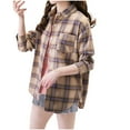thumbnail image 2 of Aloohaidyvio Womens Button Down Flannel Shirts Long Sleeve Plaid Shackets Business Casual Blouse Top, 2 of 4