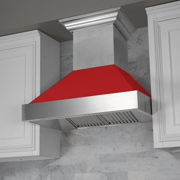 36" DuraSnow Stainless Steel Range Hood with Red Matte Shell (8654RM-36)