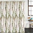 thumbnail image 2 of Green Pink Weeping Eucalyptus Shower Curtain, Waterproof Shower Curtains for Bathroom, Spring Summer Farmhouse Leaves Washable Fabric Bathtub Curtain Set Bath Decor with 12 Hooks Stall 36"x72", 2 of 8