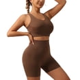thumbnail image 5 of Two Piece Workout Sets For Women Tank Top Matching High Waist Booty Lifting Shorts Gym Yoga Active Wear Outfits,Quick Dry(Coffee,L), 5 of 9