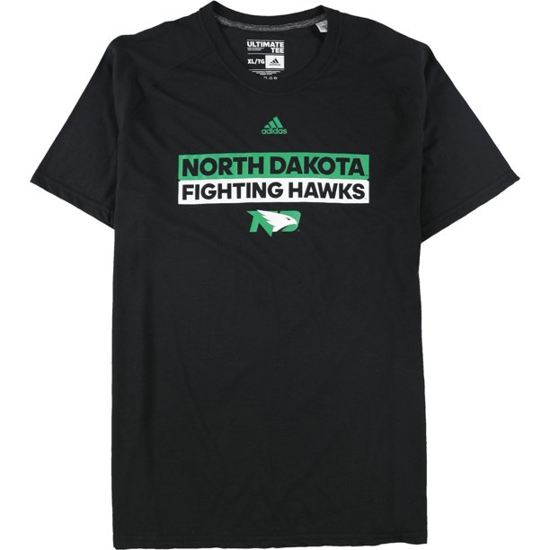 adidas Hombres North Dakota Fighting Hawks Camiseta gráfica negra L