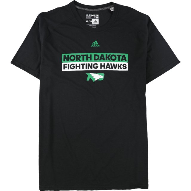 adidas Hombres North Dakota Fighting Hawks Camiseta gráfica negra L