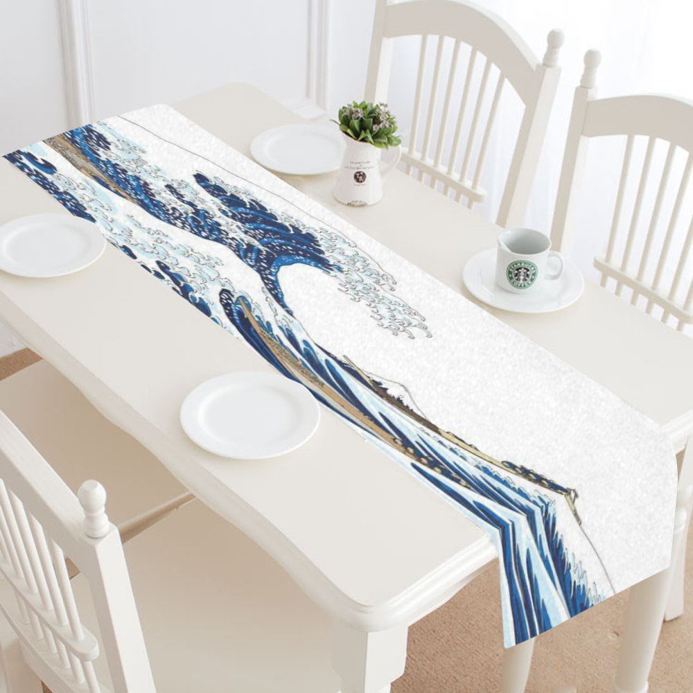 Sea Animal Seahorse Print Table Runner+Summer Autumn Festival Dresser Scarves Non-Slip Heat Resistant Table Runners for Kitchen Dining Table Party Wedding Holiday Events 13 X 70 Inch