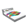 thumbnail image 2 of Ambesonne Fish Fitted Sheet & Pillow Sham Set, Colorful Shoal Art, Queen, Multicolor, 2 of 2