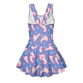 thumbnail image 5 of COEQINE Soft Stretchy Girls Bathing Suit, One Piece Bathing Suit with Skirt and Built-in Brief, U Neckline and V-Back Straps, for Active Girls 5-6 Year Olds, Axolotl Heart Blue, 5 of 8