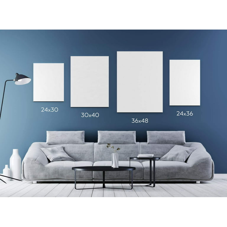 Arteza Stretched Canvas, Classic, White, 24x30, Large Blank Canvas Boards  for Painting - 6 Pack