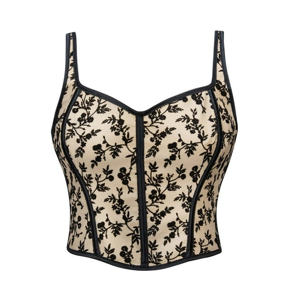 EINCcm Corset Tops for Women Floral 2024 Adjustable Spaghetti Strap Vintage Gothic Bustier Tops Lace-up Waist Cincher Corsets Top