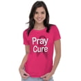 thumbnail image 3 of Pray For A Cure Pink Breast Cancer Womens Slim Fit Graphic Tee Brisco Brands S, 3 of 4