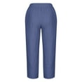 thumbnail image 4 of WIZUTIZ Wide Leg Trousers Women Tall Plus Size Leisure Relaxed Fit Wide Leg Slacks Pants Elastic Spandex High Waist Sweatpants Solid Asymmetrical Cropped Beach Pants Athletic Outdoor Blue, 4 of 4
