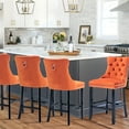 thumbnail image 5 of DONICK Velvet Counter Height Bar Stools Set of 2,Button Tufted Back Bar Chair Nailhead Back Pull Tab Wooden Leg(Orange), 5 of 9
