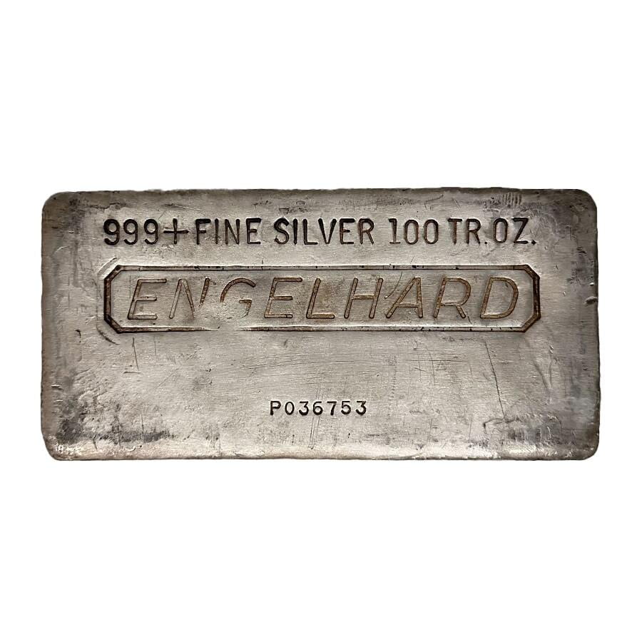 APMEX Silver Bullion 100 Oz .999 Fine Silver Bar - APMEX Brand,  Cast-Poured, 9Fine Mint Ounce Silver Bar