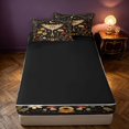 thumbnail image 4 of Homewish Boho Moth Zipper Twin Comforter Sets with Fitted Sheet and 2 Pillowcases, Hippie Flower Mushroom Zipper Bedding Set, Black Reversible, 4 of 7
