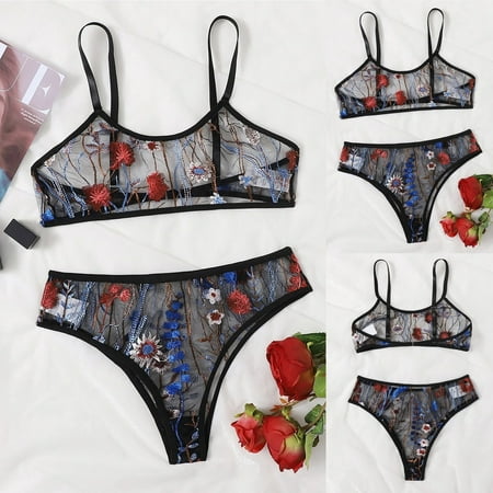 

TANGNADE Sexy Lingerie Flower Embroidery G-string Thong Underwear Sleepwear New Fashion