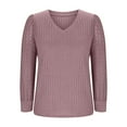 thumbnail image 5 of BLVB Long Sleeve Shirts for Women Fall Lace Hollow out Blouses Dressy Ribbed Knit Sweaters V Neck Tunic Trendy Clothes, 5 of 6