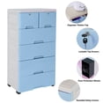 thumbnail image 4 of Fetcoi Plastic Cabinet Garbage Drawer Cart 6 Drawers Storage Dresser Closet Drawers Organizer(Blue), 4 of 6