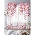thumbnail image 3 of Pink Eucalyptus Sheer Curtains 108 Inches Long 2 Panels Leaves Abstract Branch Farmhouse Retro Leaf Light Filtering Semi Sheer Window Curtains Drapes for Bedroom Living Room 52"x108", 3 of 7