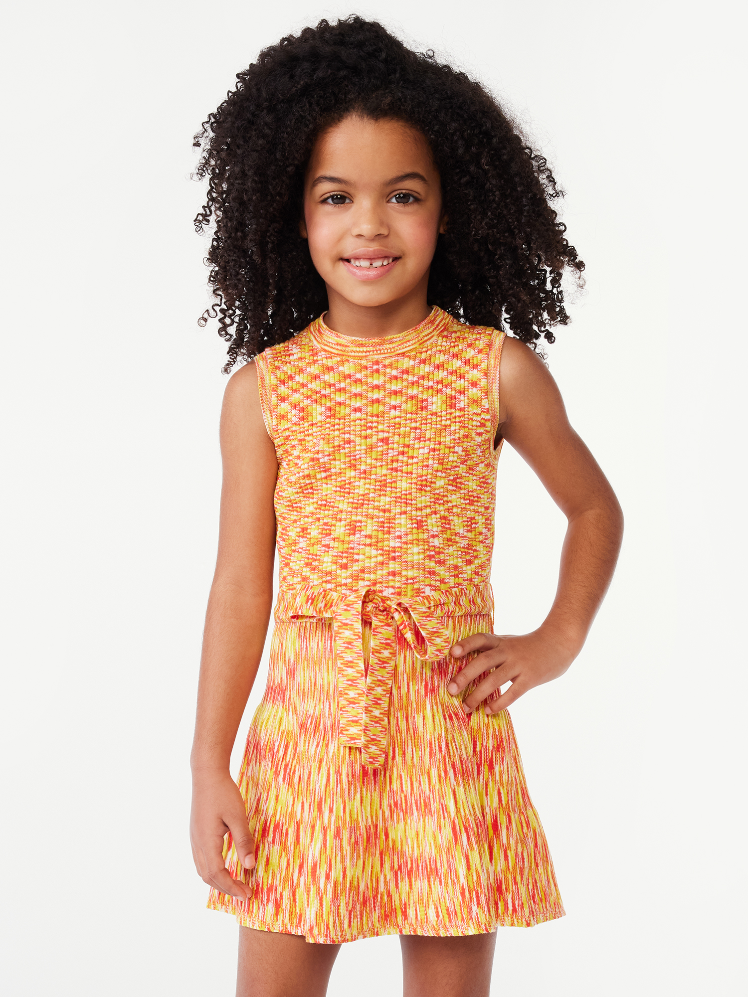 Scoop Girls Sleeveless Space Dyed Ribbed Dress, Sizes 412