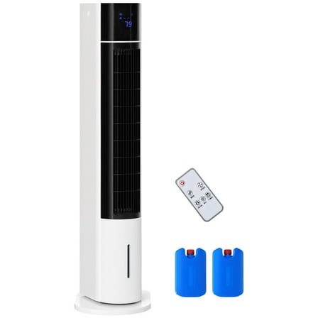 Resenkos 42" 3-In-1 Evaporative Air Cooler with Water Tank, 52° Oscillating Portable Swamp Cooler with Humidifier, White